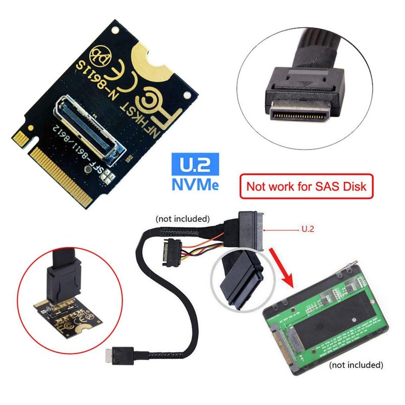 Chenyang Oculink SFF-8612 SFF-8611 to PCI-E 4.0 NVME M.2 M-Key Vertical Host Adapter for U.2 SSD & eGPU - Image 3